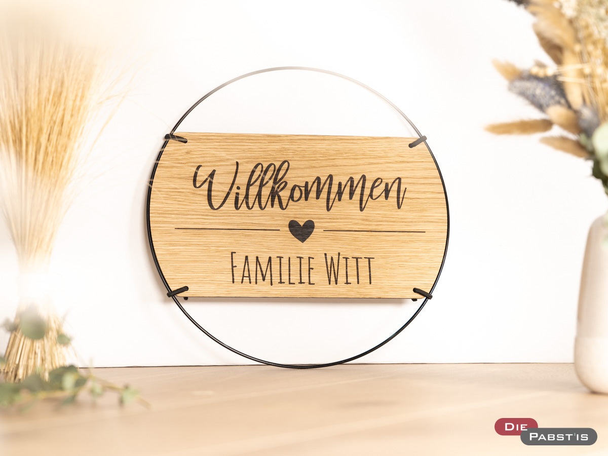 Türschild Willkommen Familile