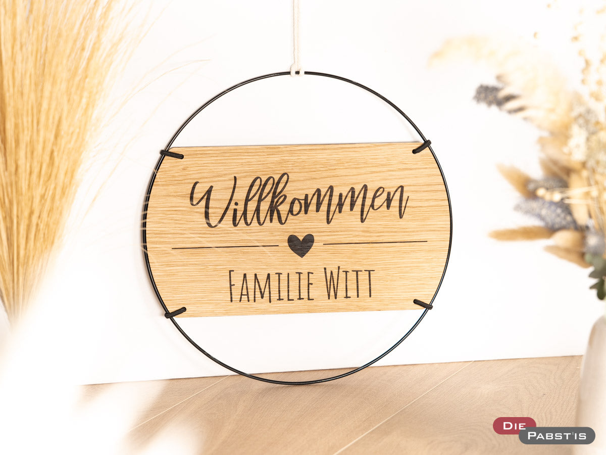 Türschild Willkommen Familile