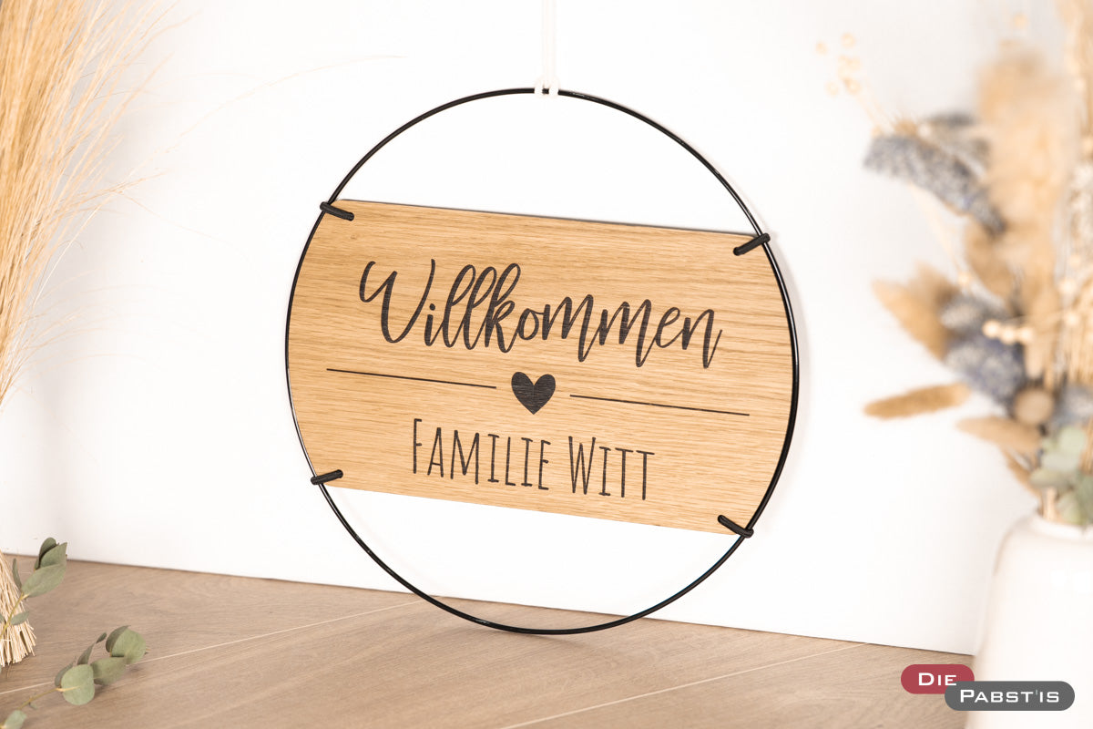 Türschild Willkommen Familile