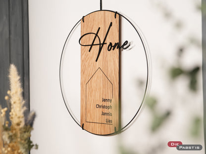 Familienschild | Home Schriftzug inkl. 3D-Effekt und personalisierten Namen