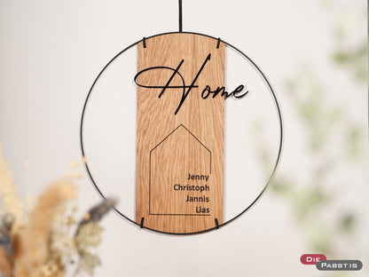 Familienschild | Home Schriftzug inkl. 3D-Effekt und personalisierten Namen