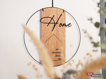 Familienschild | Home Schriftzug inkl. 3D-Effekt und personalisierten Namen