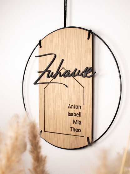 Familienschild | Zuhause mit personalisierten Namen & 3D-Effekt