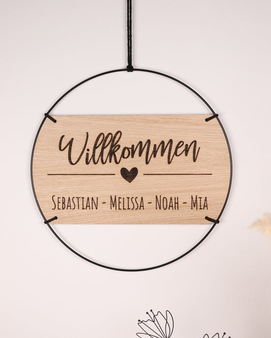 Familienschild | Willkommen mit personalisierten Namen