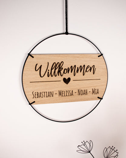 Familienschild | Willkommen mit personalisierten Namen