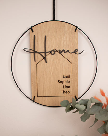 Familienschild | Home Schrifzug mit 3D-Effekt