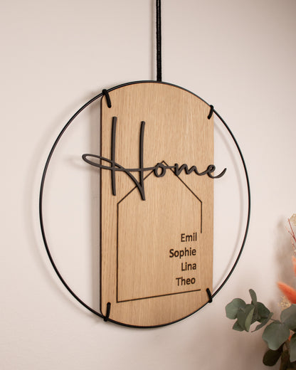 Familienschild | Home Schrifzug mit 3D-Effekt