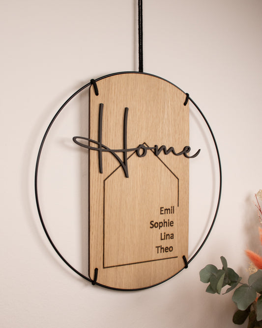 Familienschild | Home Schrifzug mit 3D-Effekt