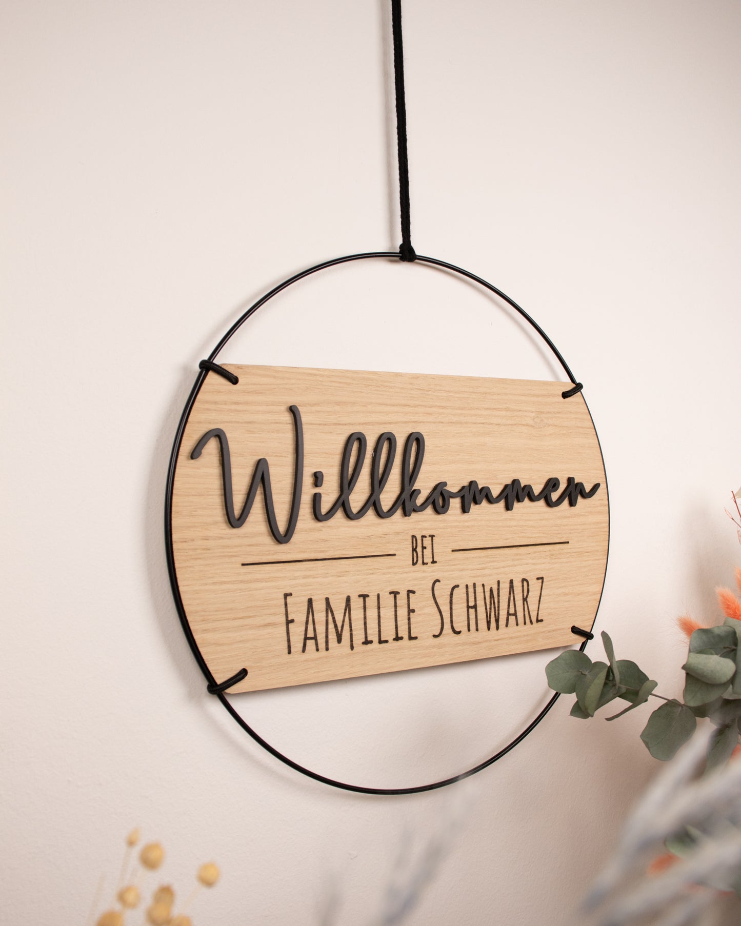 Familienschild Willkommen mit 3D-Effekt