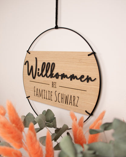 Familienschild Willkommen mit 3D-Effekt