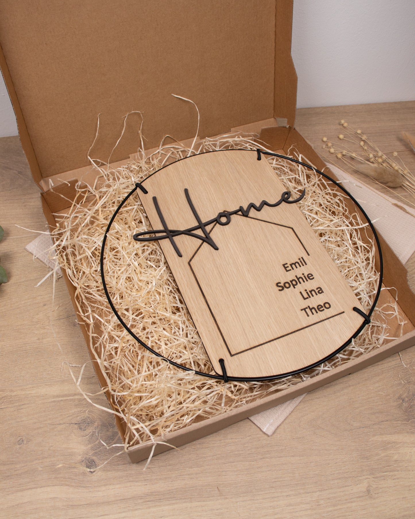 Familienschild | Home Schrifzug mit 3D-Effekt