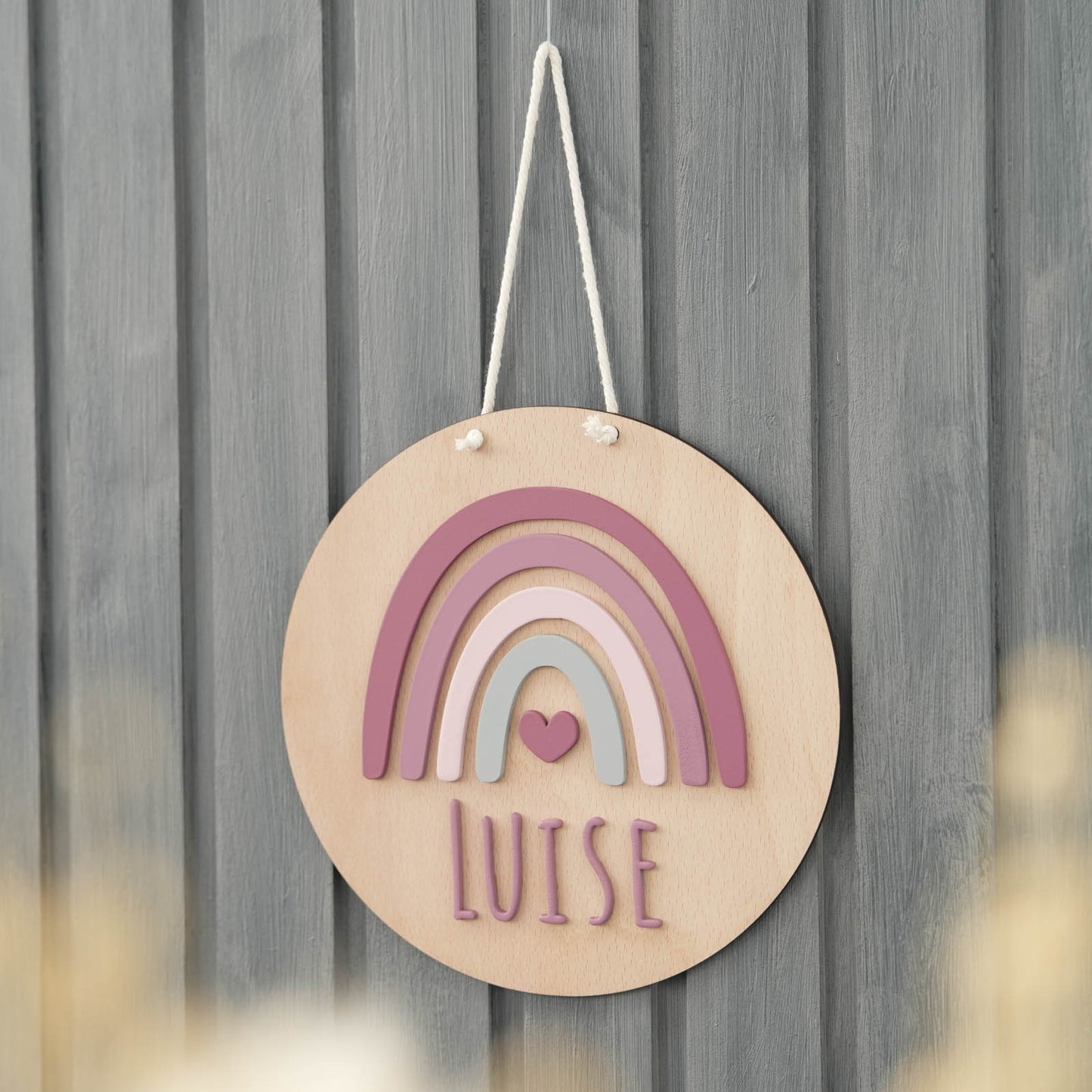 Personalisiertes Geschenk aus Holz,  Regenbogen-Türschild für Mädchenzimmer