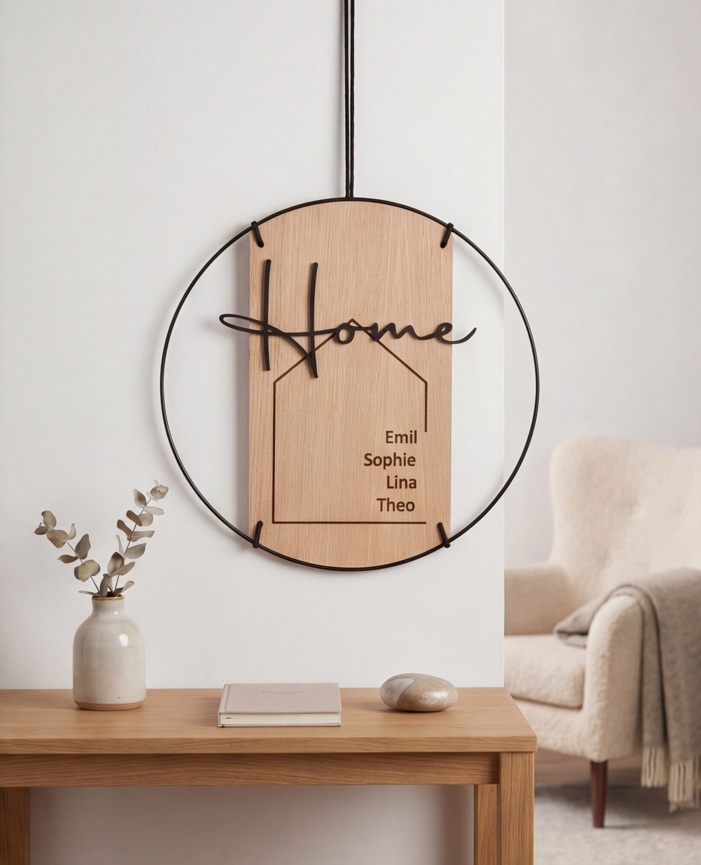 Familienschild | Home Schrifzug mit 3D-Effekt