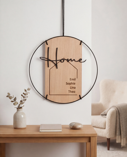 Familienschild | Home Schrifzug mit 3D-Effekt