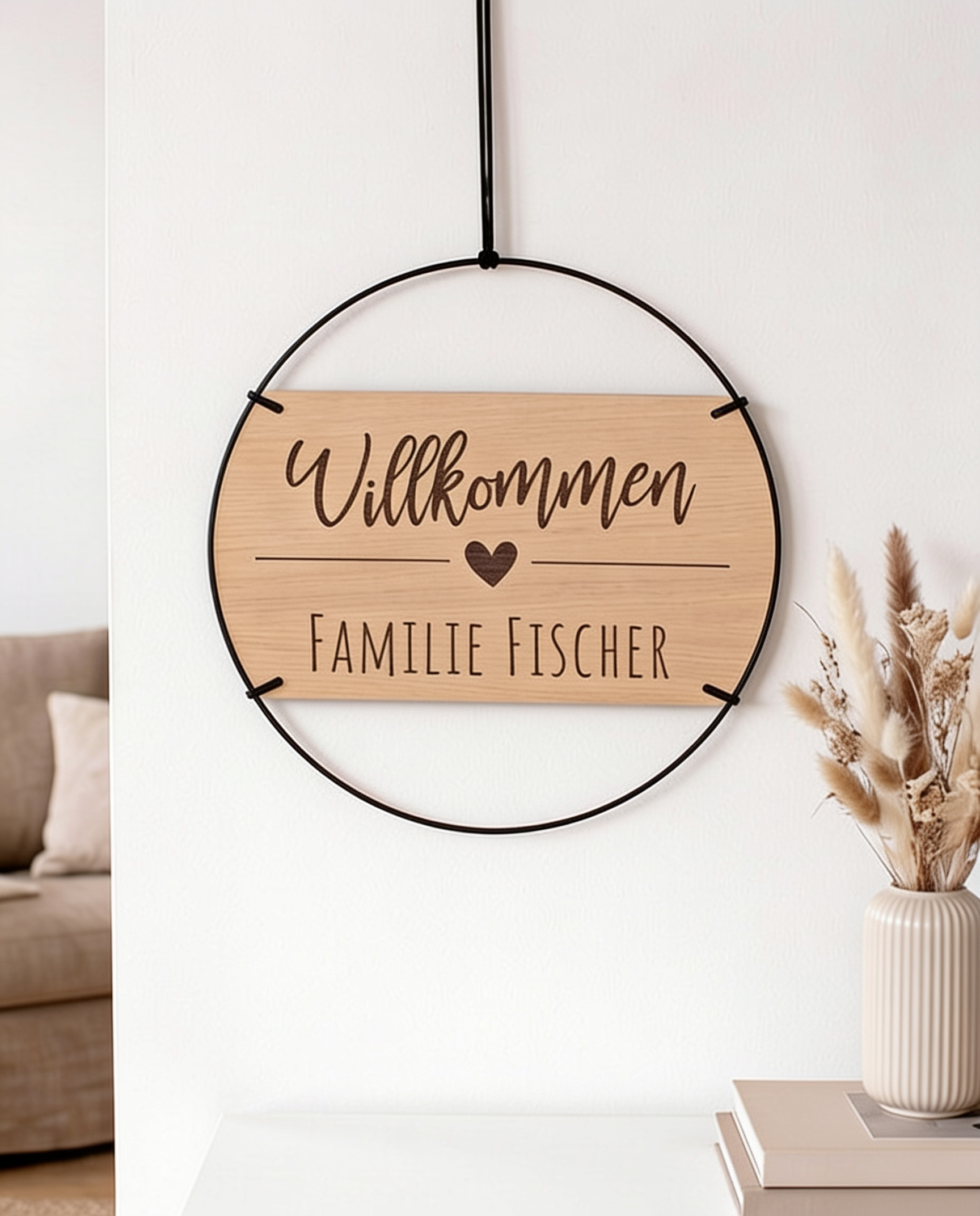 personalisiertes Willkommensschild mit Familienname