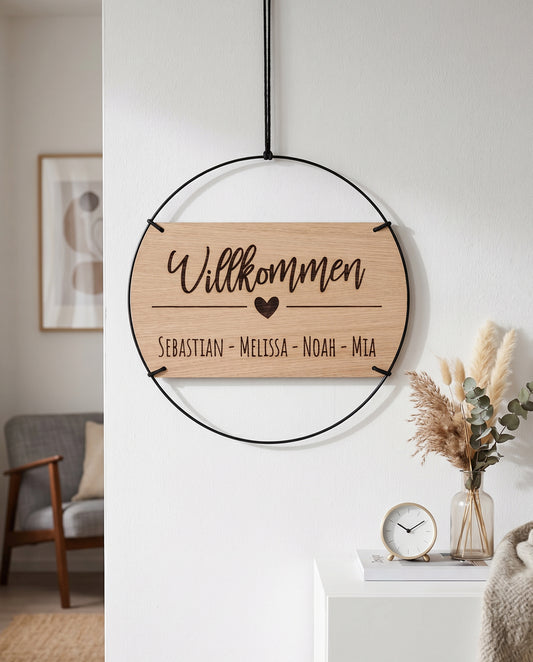 Familienschild | Willkommen mit personalisierten Namen